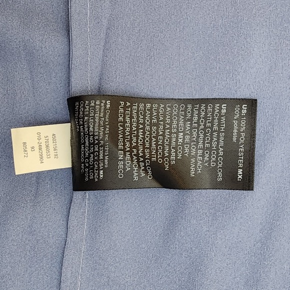 WHBM Long Sleeve Collar Pocket Shirt Button-Up in Steel Blue Satin Sz L  NWT - Picture 15 of 15